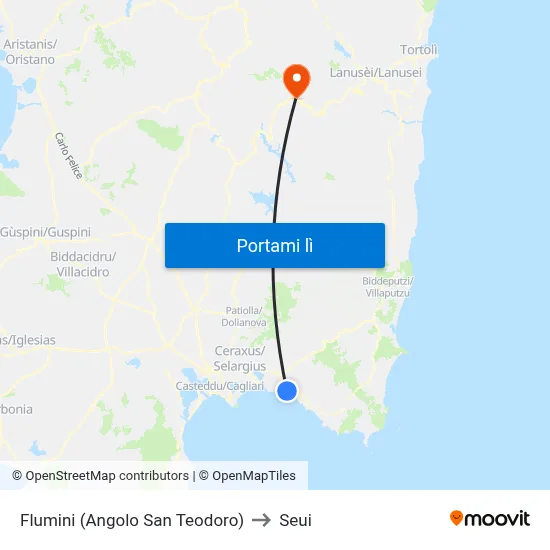 Flumini (Angolo San Teodoro) to Seui map