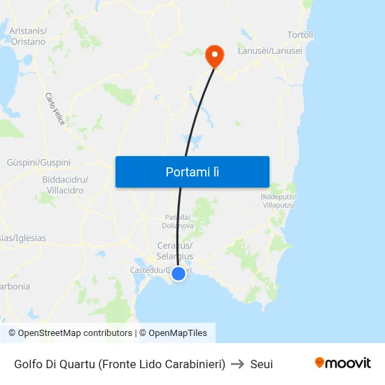 Golfo Di Quartu (Fronte Lido Carabinieri) to Seui map