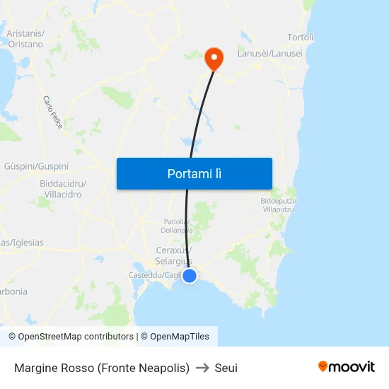 Margine Rosso (Fronte Neapolis) to Seui map