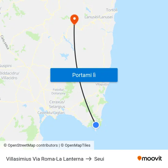 Villasimius Via Roma-La Lanterna to Seui map