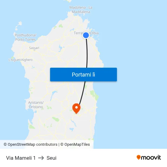 Via Mameli 1 to Seui map