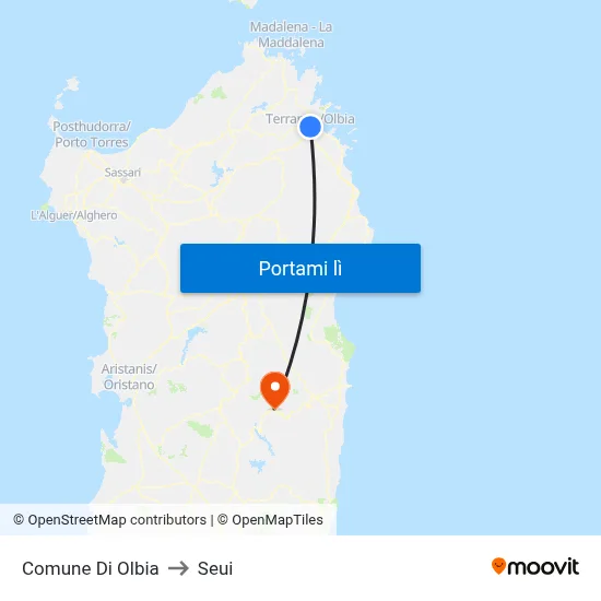 Comune Di Olbia to Seui map