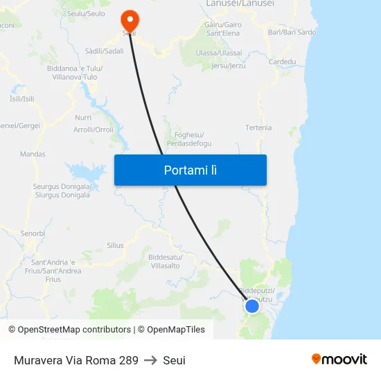 Muravera Via Roma 289 to Seui map