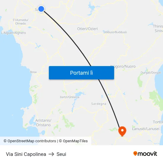 Via Sini Capolinea to Seui map