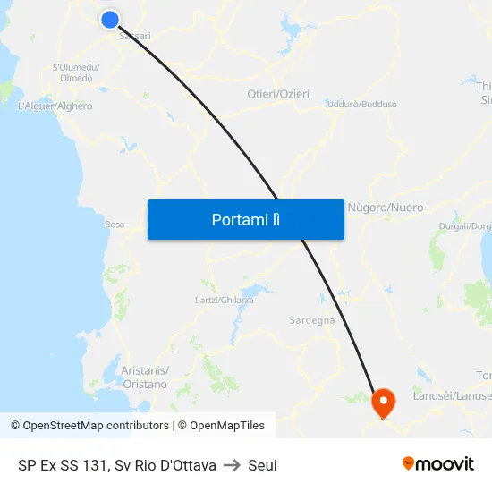 SP Ex SS 131, Sv Rio D'Ottava to Seui map