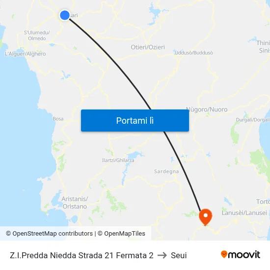 Z.I.Predda Niedda Strada 21 Fermata 2 to Seui map