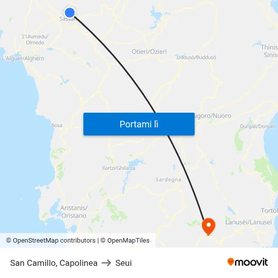 San Camillo, Capolinea to Seui map