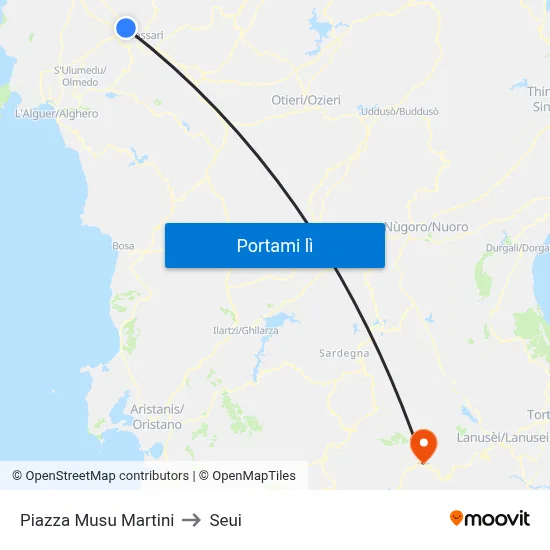 Piazza Musu Martini to Seui map