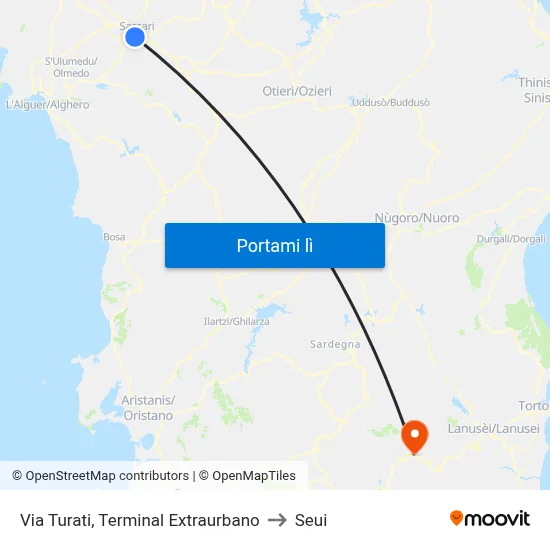 Via Turati, Terminal Extraurbano to Seui map