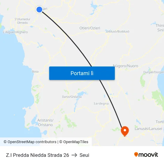 Z.I Predda Niedda Strada 26 to Seui map