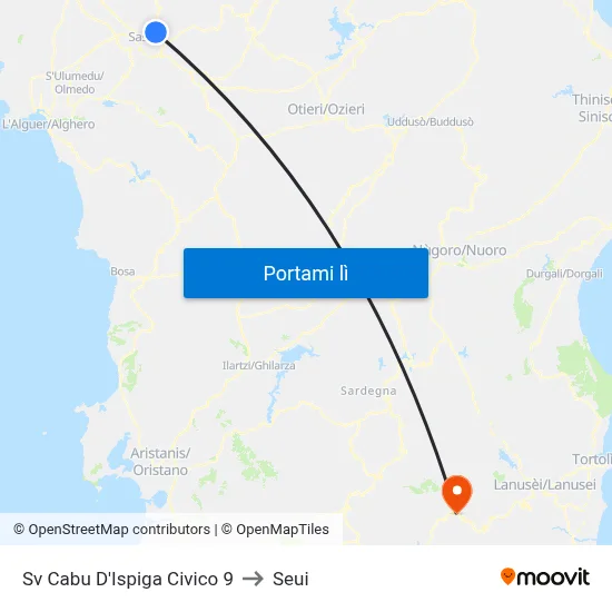 Sv Cabu D'Ispiga Civico 9 to Seui map