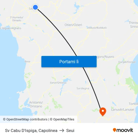 Sv Cabu D'Ispiga, Capolinea to Seui map