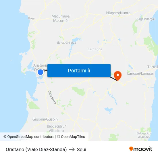 Oristano (Viale Diaz-Standa) to Seui map