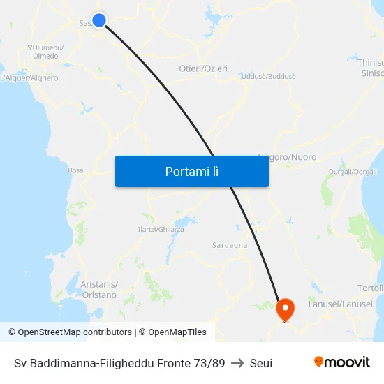 Sv Baddimanna-Filigheddu Fronte 73/89 to Seui map