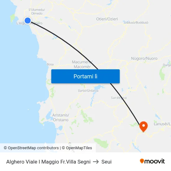 Alghero Viale I Maggio Fr.Villa Segni to Seui map