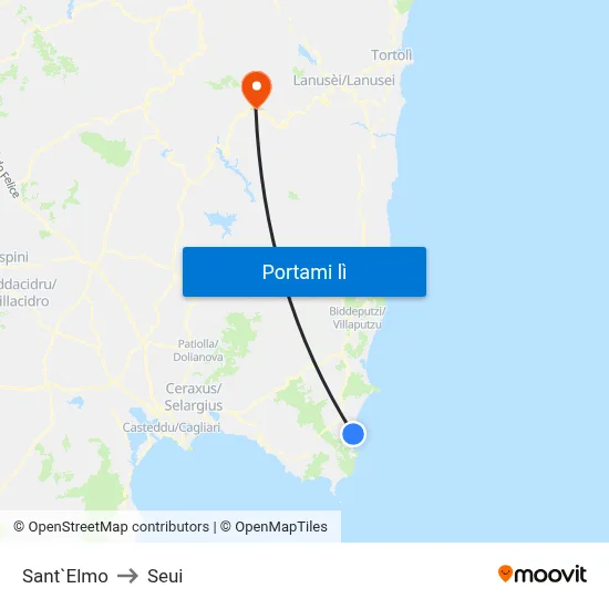 Sant`Elmo to Seui map
