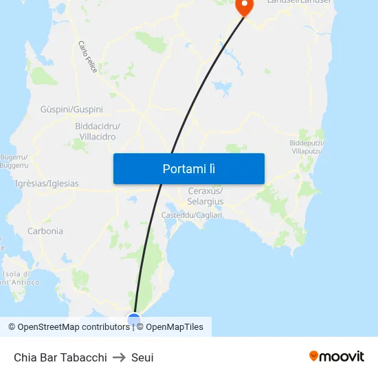 Chia Bar Tabacchi to Seui map