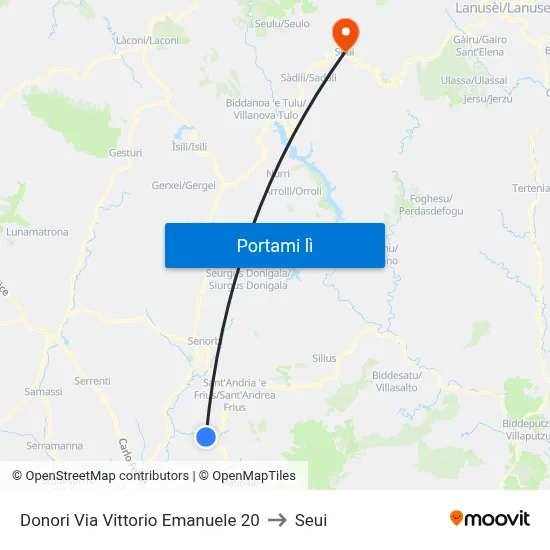 Donori Via Vittorio Emanuele 20 to Seui map