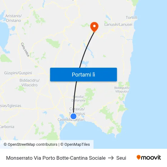 Monserrato Via Porto Botte-Cantina Sociale to Seui map