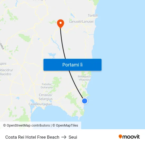 Costa Rei Hotel Free Beach to Seui map