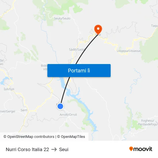 Nurri Corso Italia 22 to Seui map