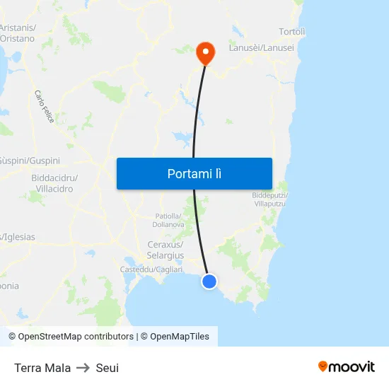Terra Mala to Seui map
