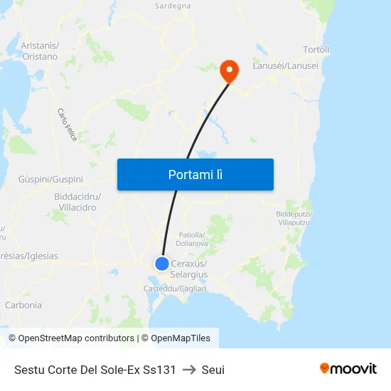 Sestu Corte Del Sole-Ex Ss131 to Seui map