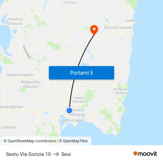Sestu Via Gorizia 10 to Seui map