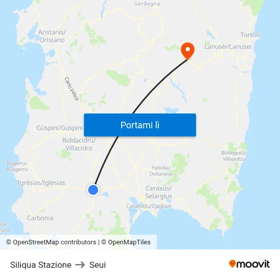 Siliqua Stazione to Seui map
