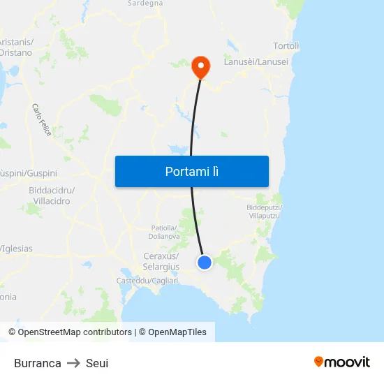 Burranca to Seui map