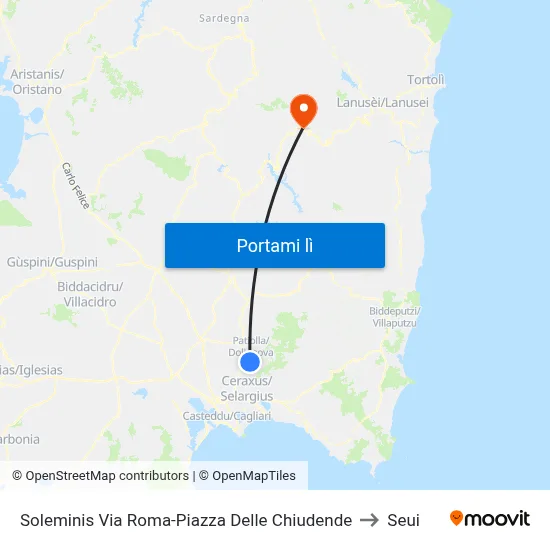 Soleminis Via Roma-Piazza Delle Chiudende to Seui map