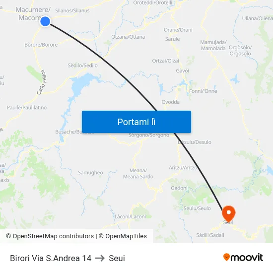 Birori Via S.Andrea 14 to Seui map