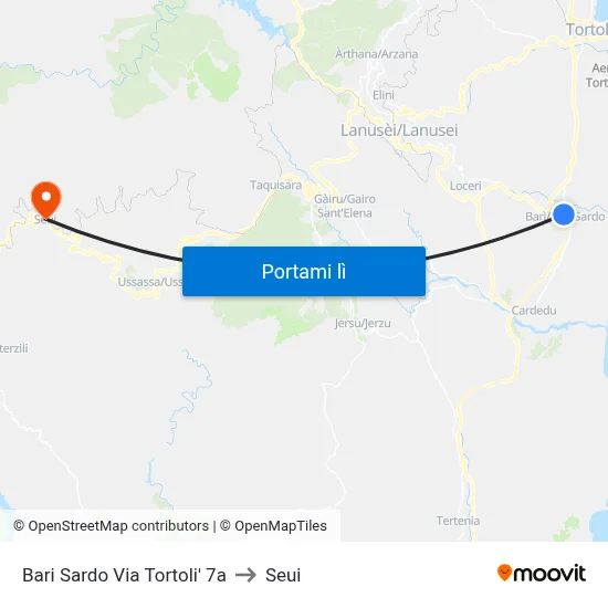 Bari Sardo Via Tortoli' 7a to Seui map