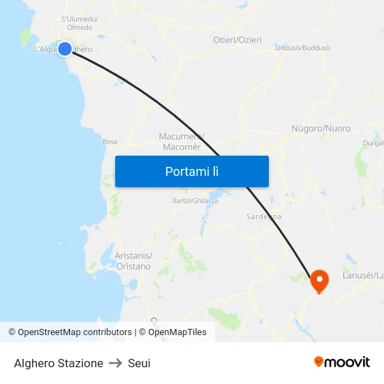 Alghero Stazione to Seui map