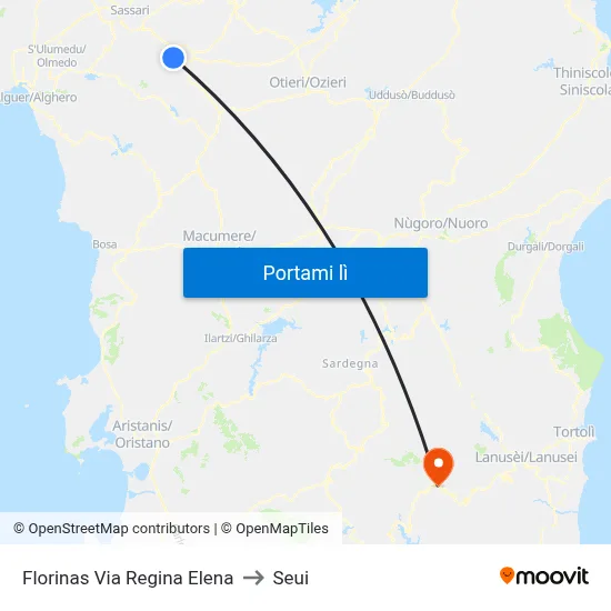 Florinas Via Regina Elena to Seui map