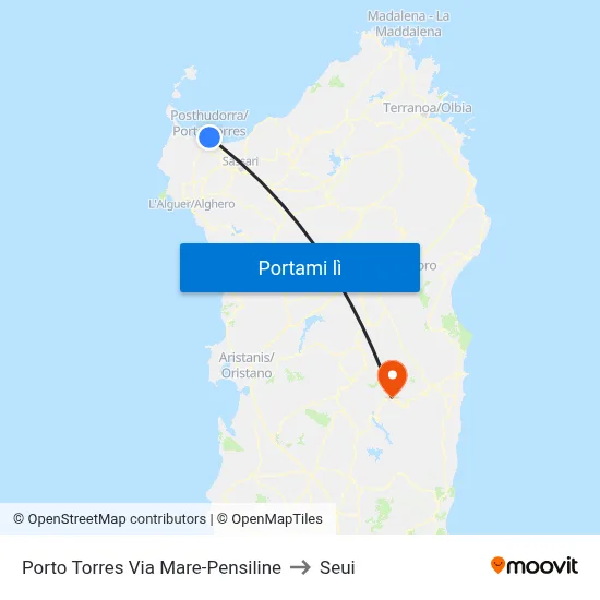 Porto Torres Via Mare-Pensiline to Seui map