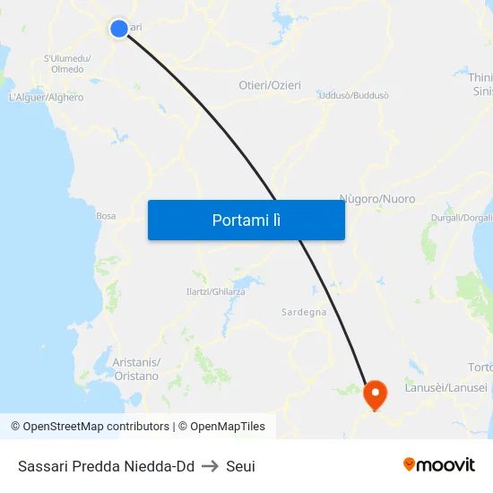 Sassari Predda Niedda-Dd to Seui map