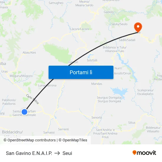 San Gavino E.N.A.I.P. to Seui map