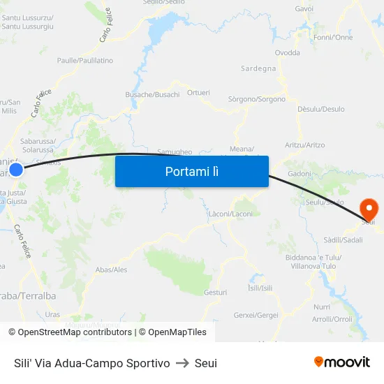Sili' Via Adua-Campo Sportivo to Seui map