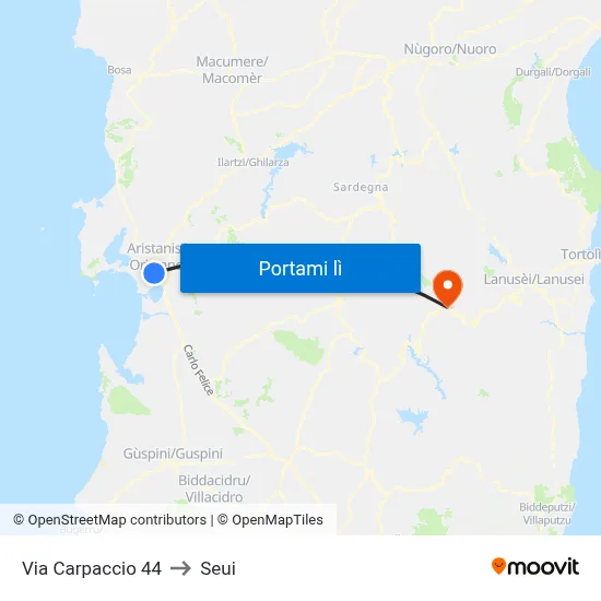 Via Carpaccio 44 to Seui map