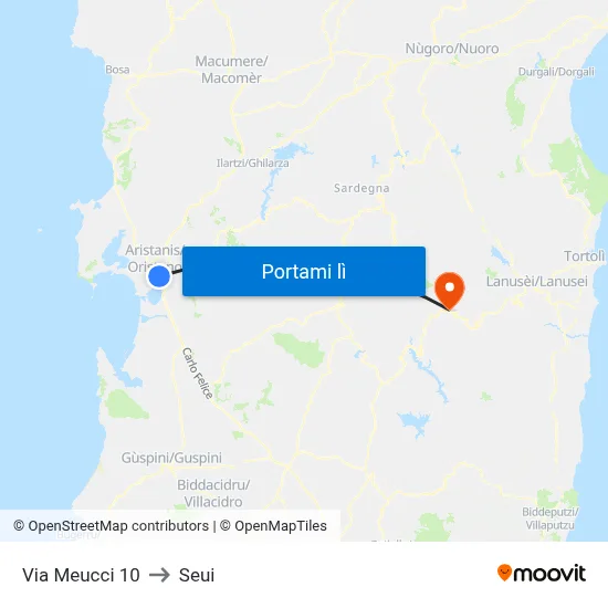 Via Meucci 10 to Seui map