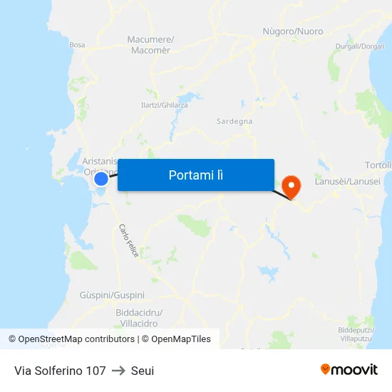 Via Solferino 107 to Seui map