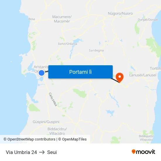 Via Umbria 24 to Seui map