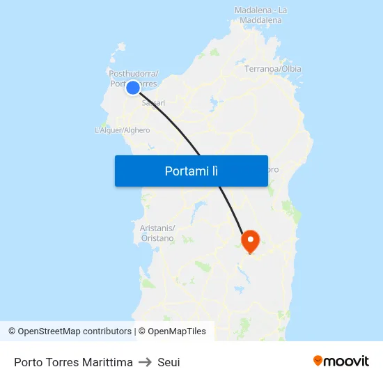 Porto Torres Marittima to Seui map