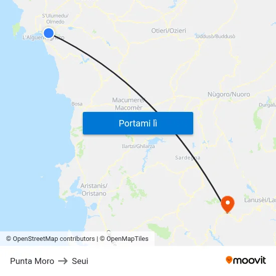 Punta Moro to Seui map