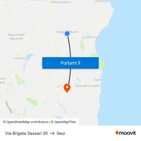 Via Brigata Sassari 30 to Seui map
