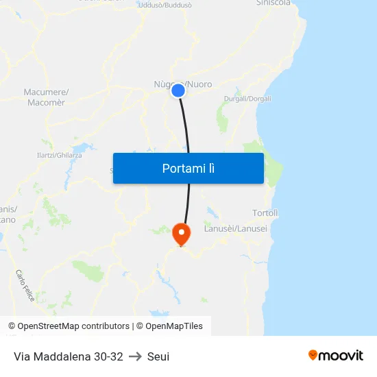 Via Maddalena 30-32 to Seui map