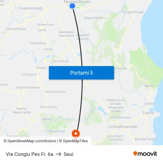 Via Congiu Pes Fr. 6a to Seui map