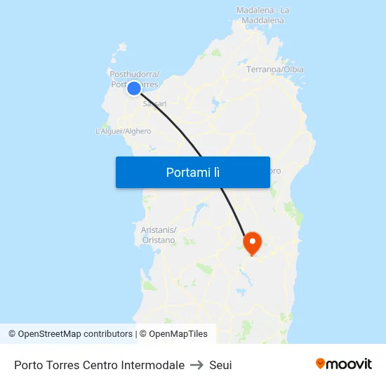 Porto Torres Centro Intermodale to Seui map