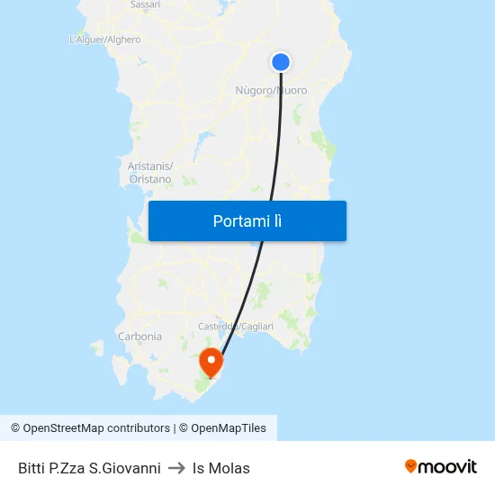 Bitti P.Zza S.Giovanni to Is Molas map